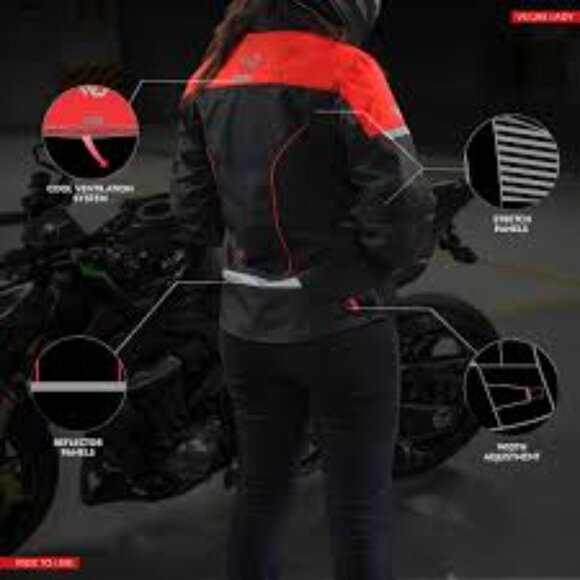 WD Vegas Lady CE Armored Moto Jacket – Black/Red –XS - Picture 2 of 2